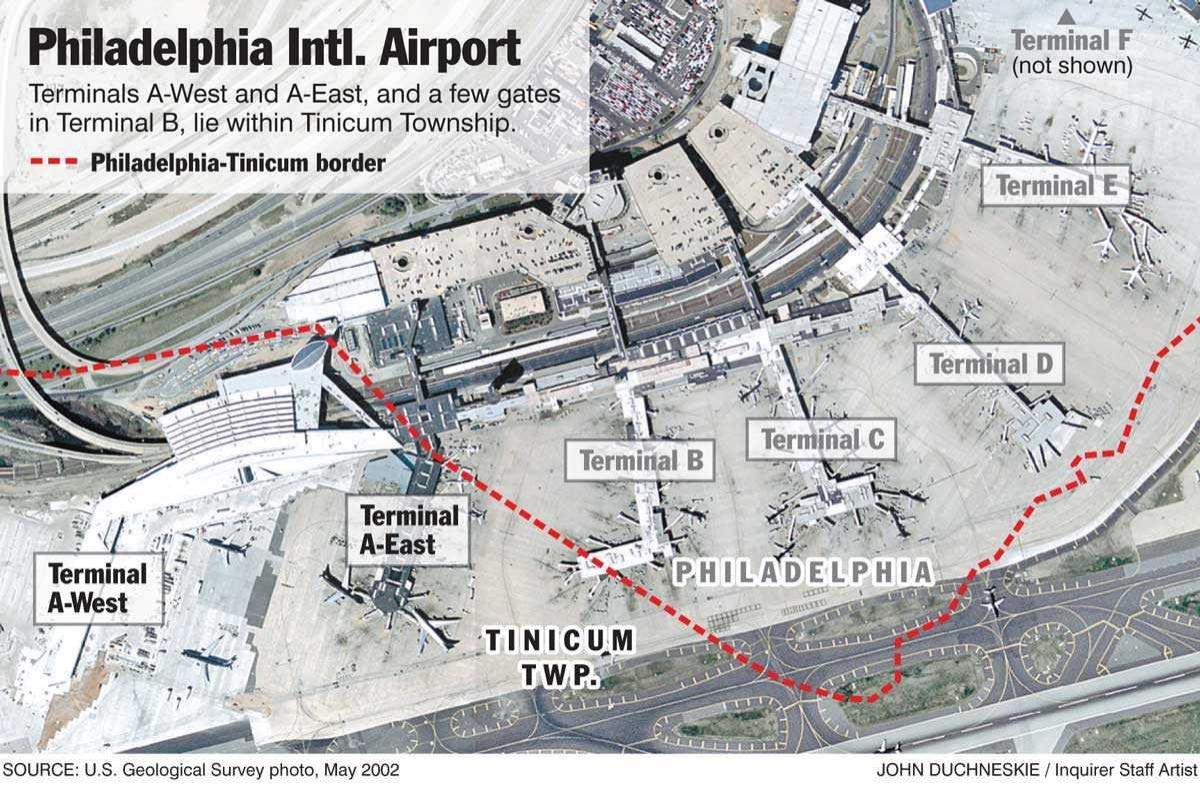 Philadelphia Միջազգային օդանավակայանը քարտեզի վրա