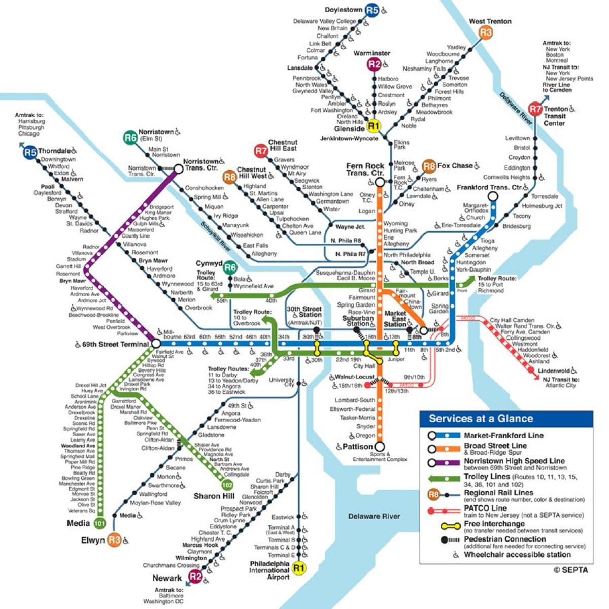 քարտեզ Ֆիլադելֆիայում մետրոյում